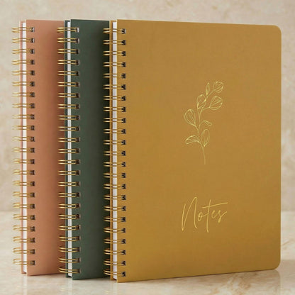 Aesthetic Spiral Notebook Set of 3 For Women - Cute College Ruled Journals