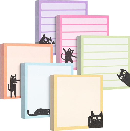Mr. Pen- Black Cat Sticky Notes Set, 3" x 3", 6 Pads, 480 Sheets | Black Cat Sticky Notes, Memo Pads, Self-Stick Note Pad for Office, School, Home, Study & Organization