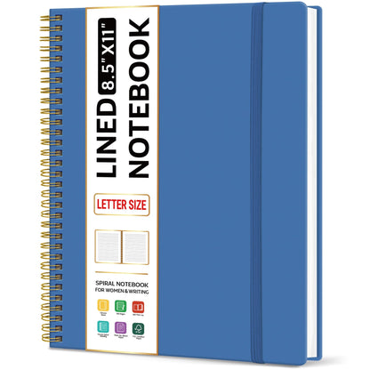 Taja Large Spiral Lined Notebook for Work, Journal for Women & Men
