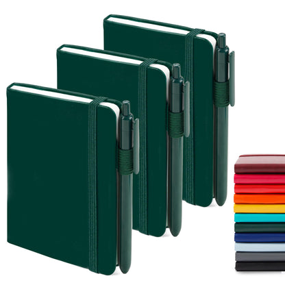 feela 3 Pack Pocket Small Notebook Journals, Mini Cute Hardcover College Ruled Notepad Women Office Supplies, with 3 Black Pens, 3.5”x 5.5”, A6, Pastel Colors, Light Blue, Light Purple, Light Green