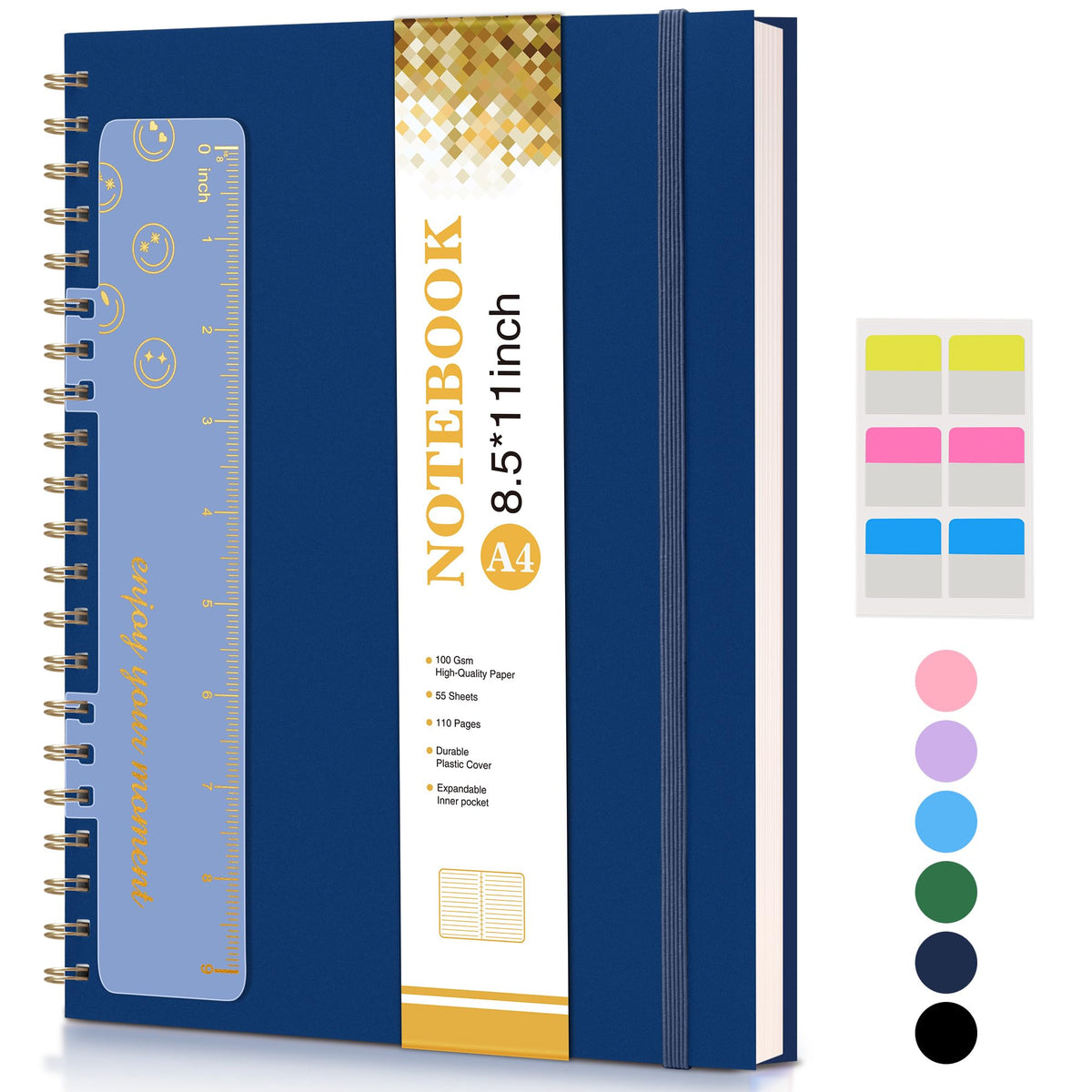 Spiral Notebook Journal 8.5” x 11”, A4 Large Notebooks for Women Men, College Ruled Lined Journal, 100 GSM Paper, Hardcover Spiral Bound Journals for Work School Writing Note Taking Business, Purple