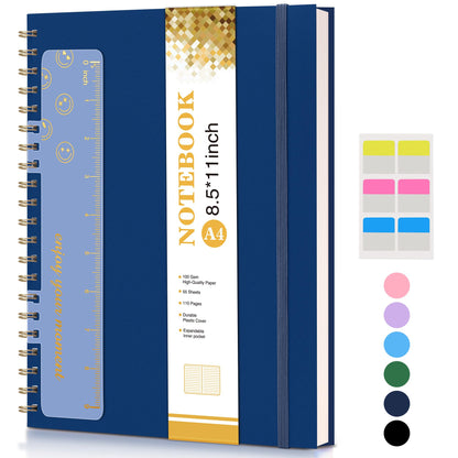 Spiral Notebook Journal 8.5” x 11”, A4 Large Notebooks for Women Men, College Ruled Lined Journal, 100 GSM Paper, Hardcover Spiral Bound Journals for Work School Writing Note Taking Business, Purple