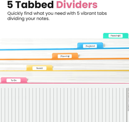 Taja Large Spiral Notebooks for Work 5 Subject with Removable Dividers