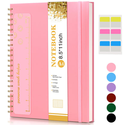 Spiral Notebook Journal 8.5” x 11”, A4 Large Notebooks for Women Men, College Ruled Lined Journal, 100 GSM Paper, Hardcover Spiral Bound Journals for Work School Writing Note Taking Business, Purple
