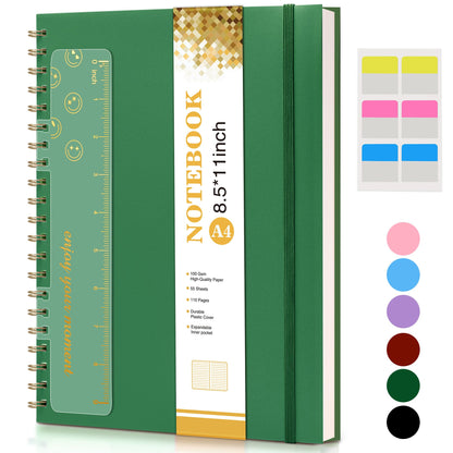 Spiral Notebook Journal 8.5” x 11”, A4 Large Notebooks for Women Men, College Ruled Lined Journal, 100 GSM Paper, Hardcover Spiral Bound Journals for Work School Writing Note Taking Business, Purple