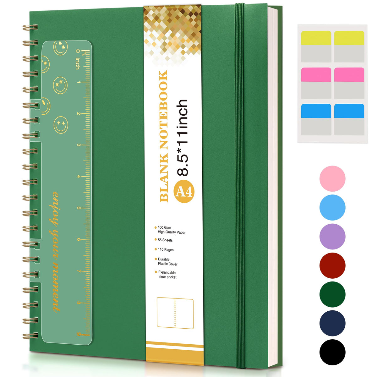 Spiral Notebook Journal 8.5” x 11”, A4 Large Notebooks for Women Men, College Ruled Lined Journal, 100 GSM Paper, Hardcover Spiral Bound Journals for Work School Writing Note Taking Business, Purple