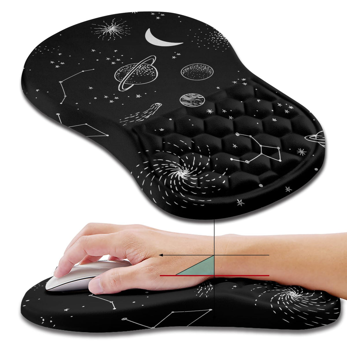 Hokafenle Ergonomic Mouse Pad Wrist Support, Wrist Rest Mousepad for Carpal Tunnel Pain Relief with Integrated Memory Foam Slope Massage Bulge (11.8x7.9 inch,Forest