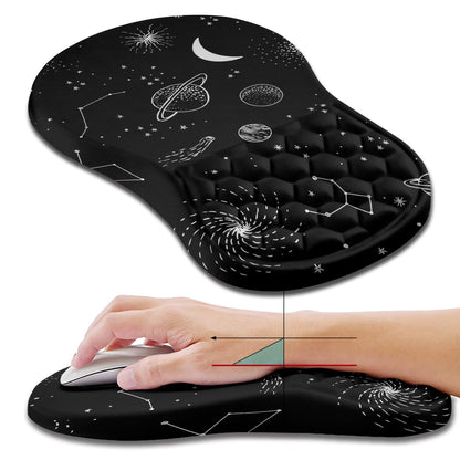 Hokafenle Ergonomic Mouse Pad Wrist Support, Wrist Rest Mousepad for Carpal Tunnel Pain Relief with Integrated Memory Foam Slope Massage Bulge (11.8x7.9 inch,Forest
