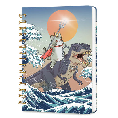 Lined Spiral Journal Notebook for Work A5, 160 Pages, Explosive Cat