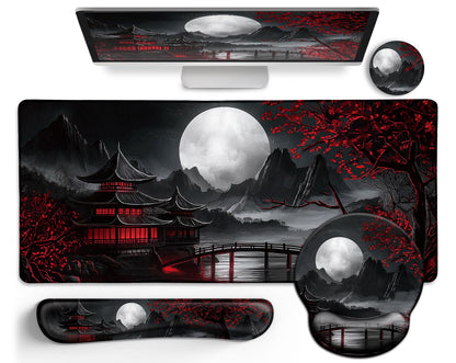 LIMKRIAN Goth Skull Mouse Pad Set Large Desk Mat for Desktop Decor