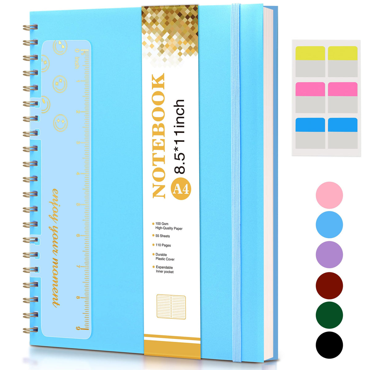 Spiral Notebook Journal 8.5” x 11”, A4 Large Notebooks for Women Men, College Ruled Lined Journal, 100 GSM Paper, Hardcover Spiral Bound Journals for Work School Writing Note Taking Business, Purple