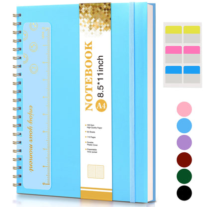 Spiral Notebook Journal 8.5” x 11”, A4 Large Notebooks for Women Men, College Ruled Lined Journal, 100 GSM Paper, Hardcover Spiral Bound Journals for Work School Writing Note Taking Business, Purple