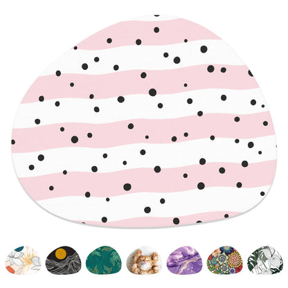 Mouse Pad, Premium-Textured Oval Computer Pad, 8.7" x 7.1" Thick 3 mm Anti-Slip Waterproof Rubber Cute Mouse Mat for Office, Home, Gaming, Laptop, PC, Artistic Dots