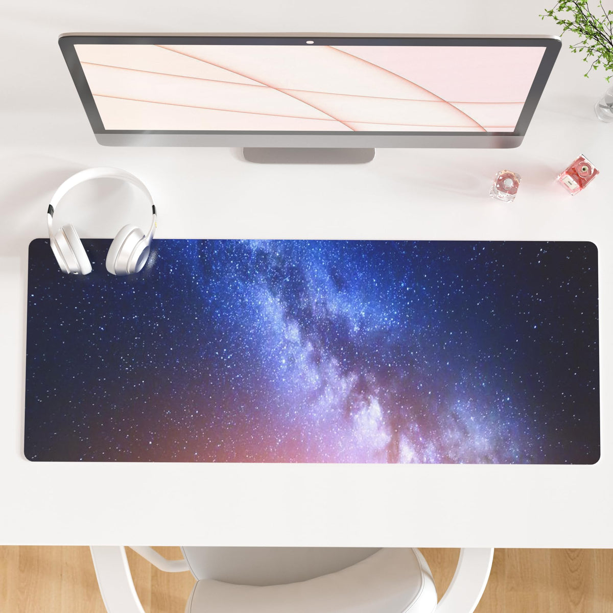 QiyI PU Leather Large Mouse Pad, Office Decor, 31.5" x 15.7", Rose Gold