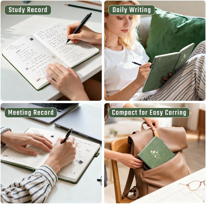 Ovesmusl Leather Journal Notebook, A5 Green Diary 192 Pages
