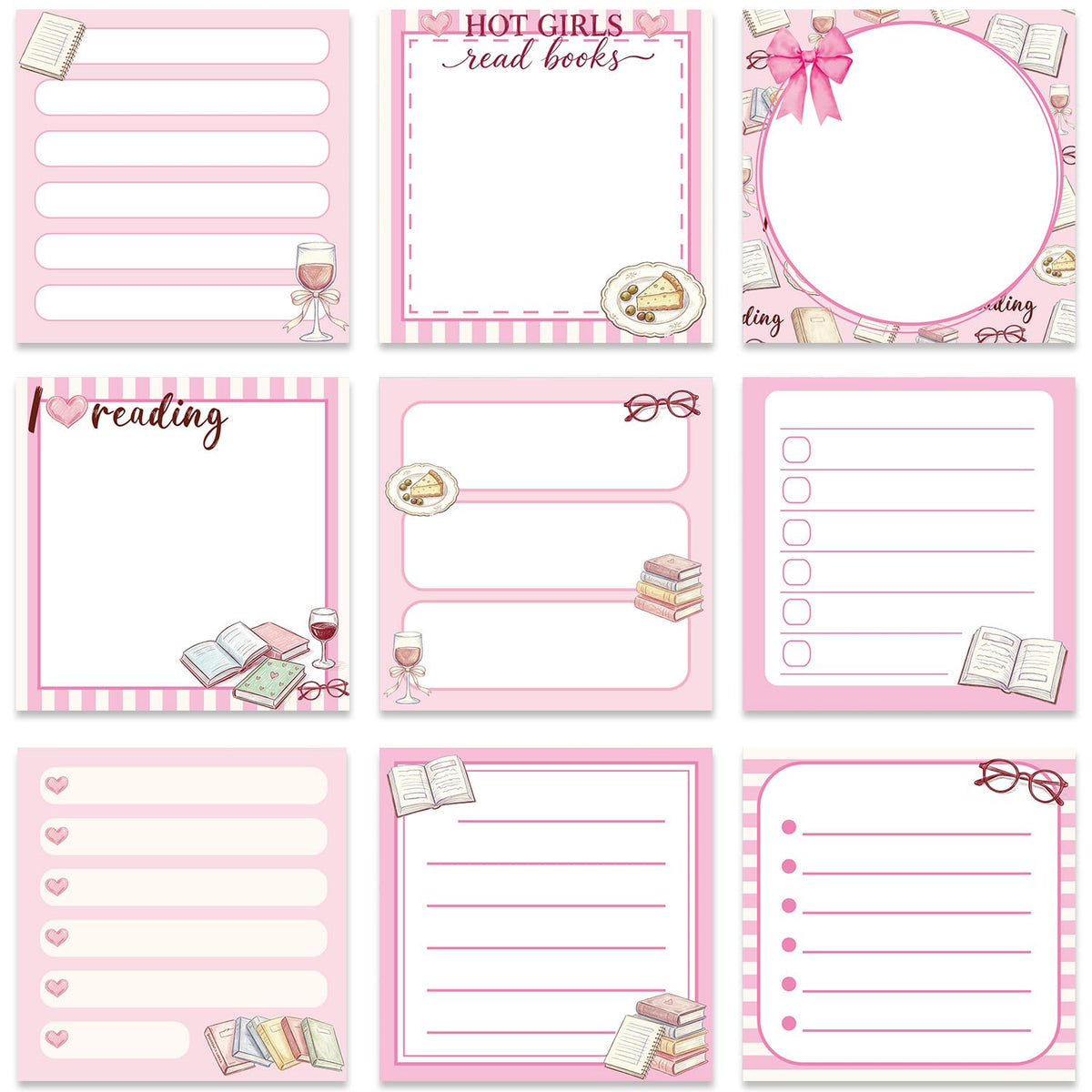 Gothic Sticky Notes 3x3 Dark Style Stationery 9-Pack