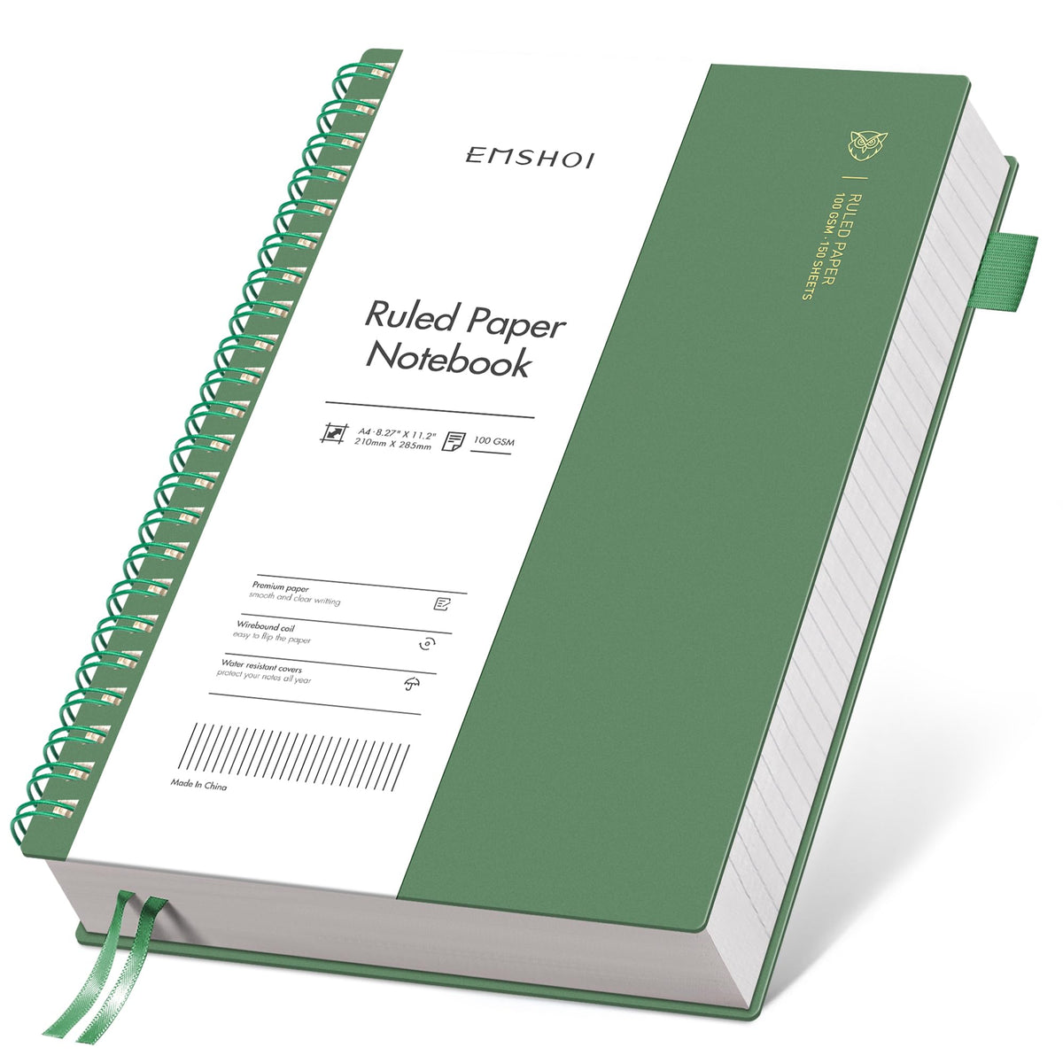 EMSHOI Lined Spiral Journal Notebook, 300 Pages, B5 Size (7.4'' x 10.1'')