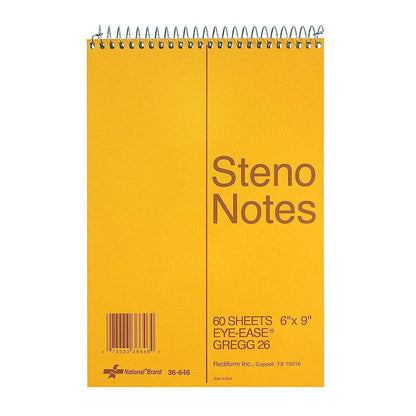 National Steno Notebook, Gregg-Ruled, Green Eye-Ease Paper, Brown Cover, 6" x 9", 60 Sheets (36646)