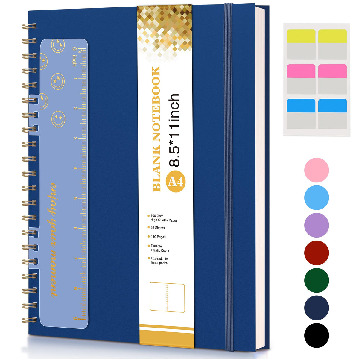 Spiral Notebook Journal 8.5” x 11”, A4 Large Notebooks for Women Men, College Ruled Lined Journal, 100 GSM Paper, Hardcover Spiral Bound Journals for Work School Writing Note Taking Business, Purple