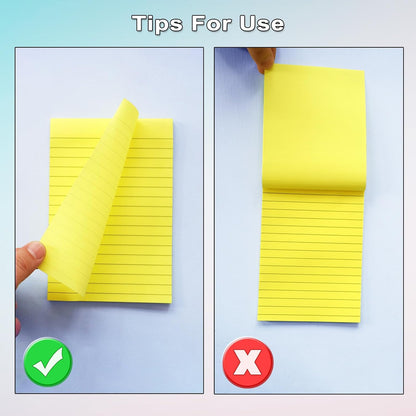 HQCME 9 Pack Lined Sticky Notes with Lines 4X6 in, 9 Pastel Slef-Stick Pads