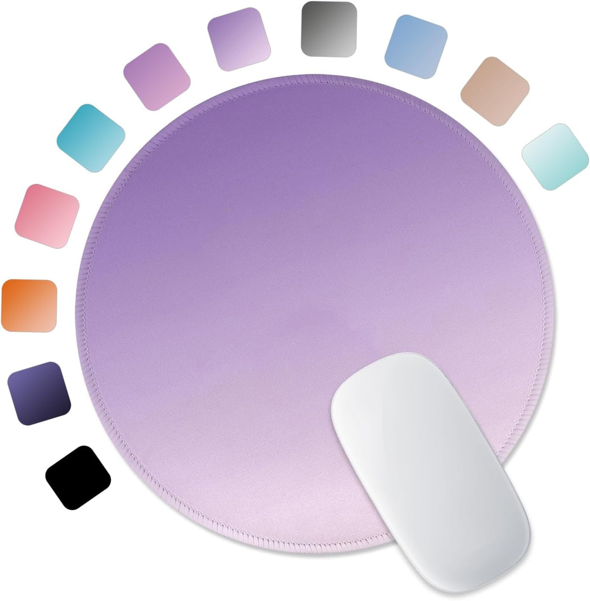 ITNRSIIET Mouse Pad Non-Slip Rubber Base Smooth Surface Stitched Edges Waterproof Durable Compatible with All Mice for Office & Gaming, Desk Accessory, Diameter 8.7 inch, Lavender