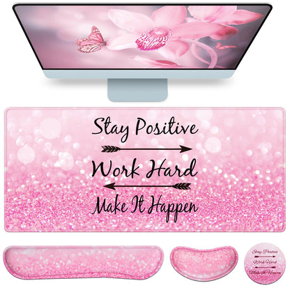 Desk Mat, Large Gaming Mouse Pad with Wrist Rest, 4in1 XXL Mousepad Floral