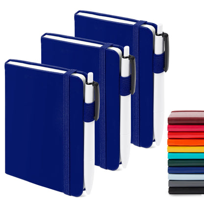 feela 3 Pack Pocket Small Notebook Journals, Mini Cute Hardcover College Ruled Notepad Women Office Supplies, with 3 Black Pens, 3.5”x 5.5”, A6, Pastel Colors, Light Blue, Light Purple, Light Green