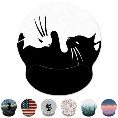Kawaii Anime Black Cat Ergonomic Mouse Pad with Wrist Rest for Desk Work