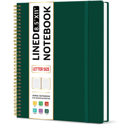Taja Large Spiral Lined Notebook for Work, Journal for Women & Men