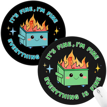Hancynir Funny Mouse Pad for Desk, Cute Dumpster on Fire Round Mousepad