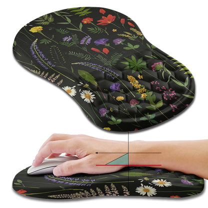 Hokafenle Ergonomic Mouse Pad Wrist Support, Wrist Rest Mousepad for Carpal Tunnel Pain Relief with Integrated Memory Foam Slope Massage Bulge (11.8x7.9 inch,Forest