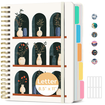 ZOTIA Large Spiral Notebooks for Work 5 Subject with Removable Dividers