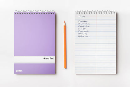 Better Office Products Steno Pads Spiral 6x9, 10 Pack, Gregg Ruled, 80 Sheets, Assorted Pastel Covers, Steno Notebooks Top Spiral for Note Taking