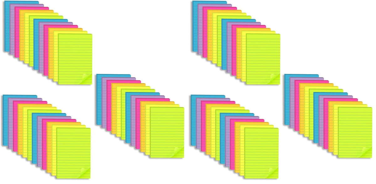 (12 Pack) Lined Sticky Notes 4x6 in,Bright Large Notepads with Lines