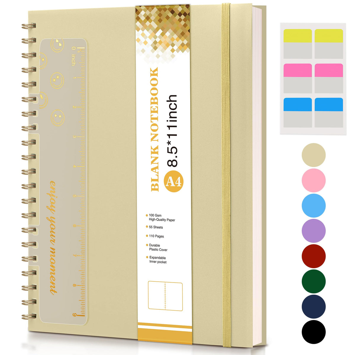 Spiral Notebook Journal 8.5” x 11”, A4 Large Notebooks for Women Men, College Ruled Lined Journal, 100 GSM Paper, Hardcover Spiral Bound Journals for Work School Writing Note Taking Business, Purple