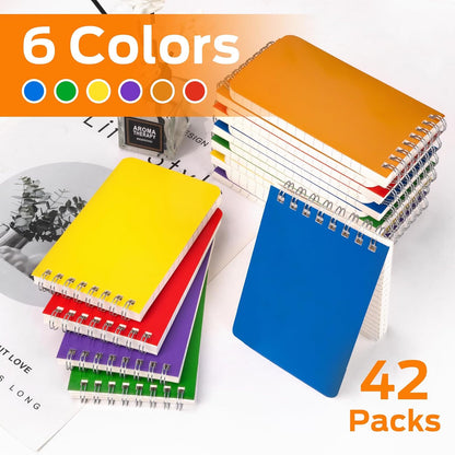 Pocket Notebook 3x5 Inch, 42Packs Mini Top Bound Spiral Notepads Bulk