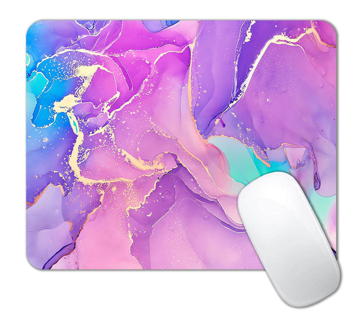 IMAYONDIA Small Mouse Pad Cute, Purple Gold Butterfly Mouse Pads, Modern Flowers Mousepad for Women Girls, Beutiful Mouse Mat Computer Laptop Office, 9.5 X 7.9 Inch