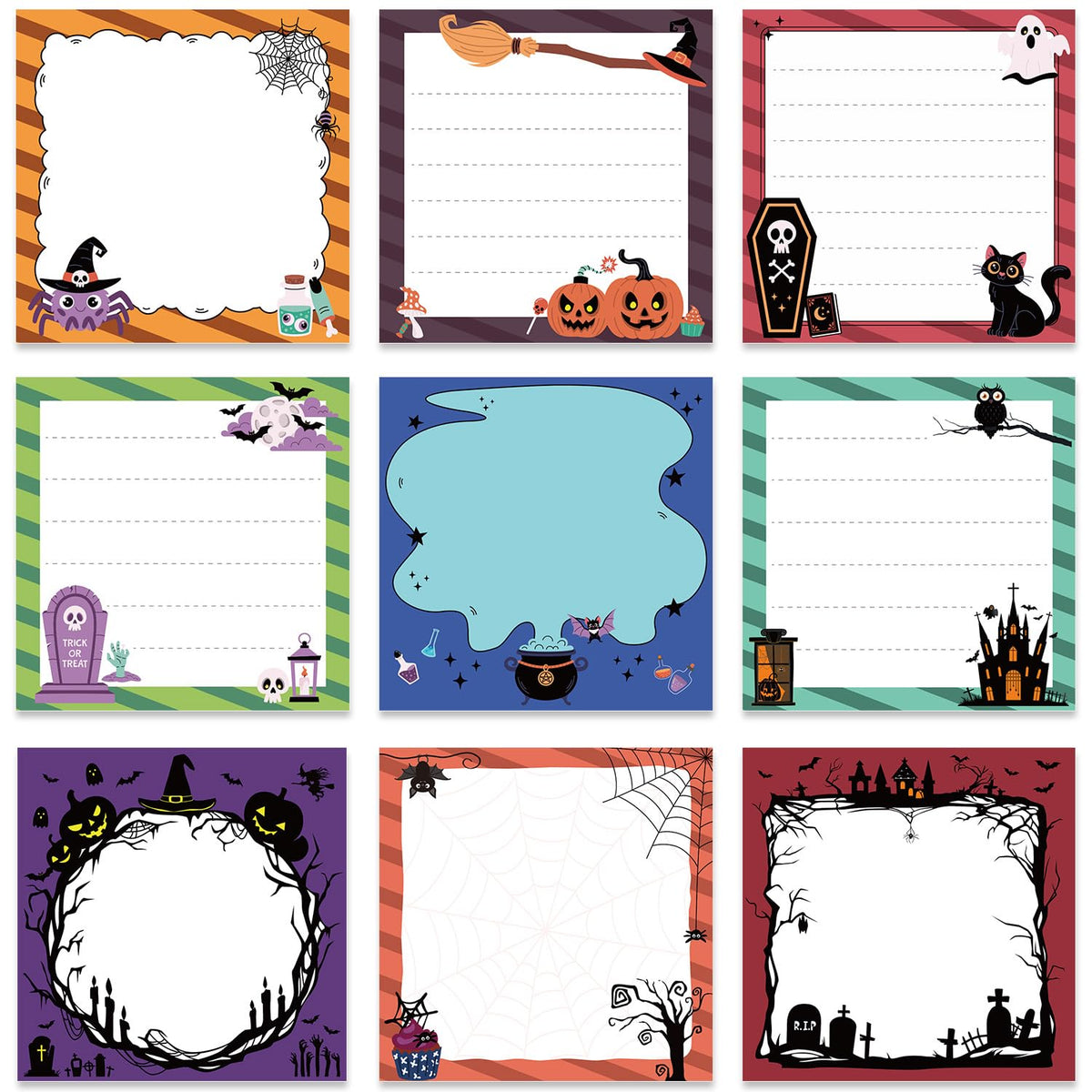 Gothic Sticky Notes 3x3 Dark Style Stationery 9-Pack