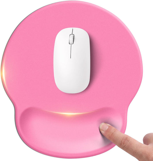 Pink Mouse pad with Wrist Rest,Relieving Pain Memory Foam Computer pad, Ergonomic Desktop Mouse, Silicone Material Mouse pad, with Non-Slip PU Base (Pink)