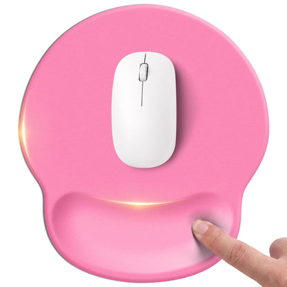Pink Mouse pad with Wrist Rest,Relieving Pain Memory Foam Computer pad, Ergonomic Desktop Mouse, Silicone Material Mouse pad, with Non-Slip PU Base (Pink)