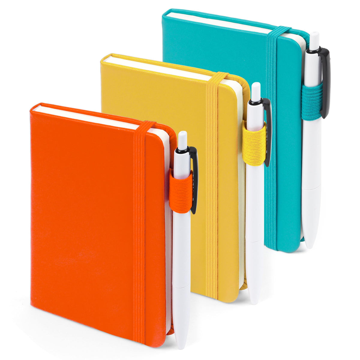 feela 3 Pack Pocket Small Notebook Journals, Mini Cute Hardcover College Ruled Notepad Women Office Supplies, with 3 Black Pens, 3.5”x 5.5”, A6, Pastel Colors, Light Blue, Light Purple, Light Green