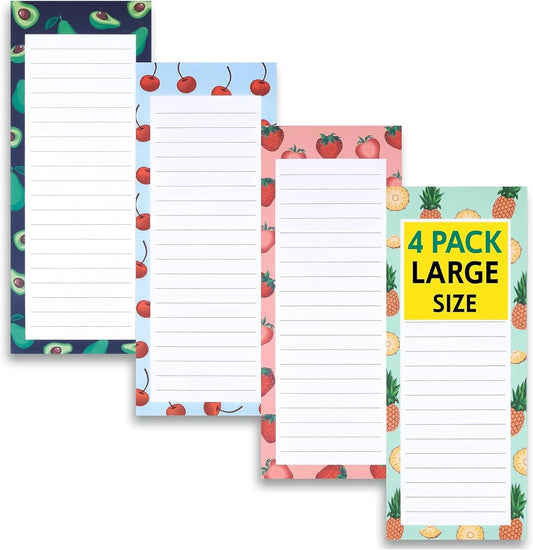 Magnetic Notepads for Refrigerator, 4 Pack Large Grocery List, Fruit