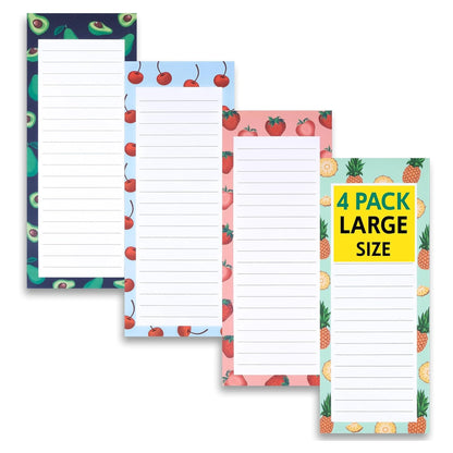 Magnetic Notepads for Refrigerator, 4 Pack Large Grocery List, Fruit