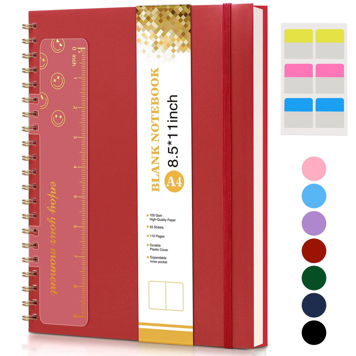Spiral Notebook Journal 8.5” x 11”, A4 Large Notebooks for Women Men, College Ruled Lined Journal, 100 GSM Paper, Hardcover Spiral Bound Journals for Work School Writing Note Taking Business, Purple