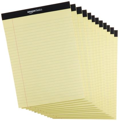 Amazon Basics Narrow Ruled Writing Pads, Perforated, 5" x 8", Multicolor, 6-Pack of 50 Sheets