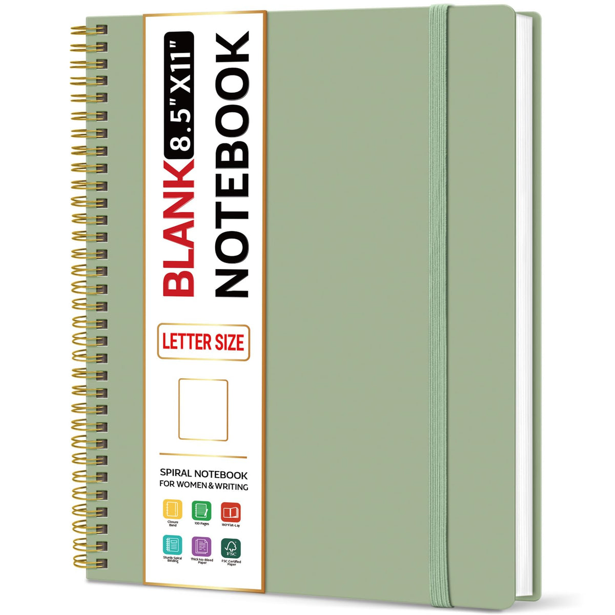 Taja Large Spiral Lined Notebook for Work, Journal for Women & Men