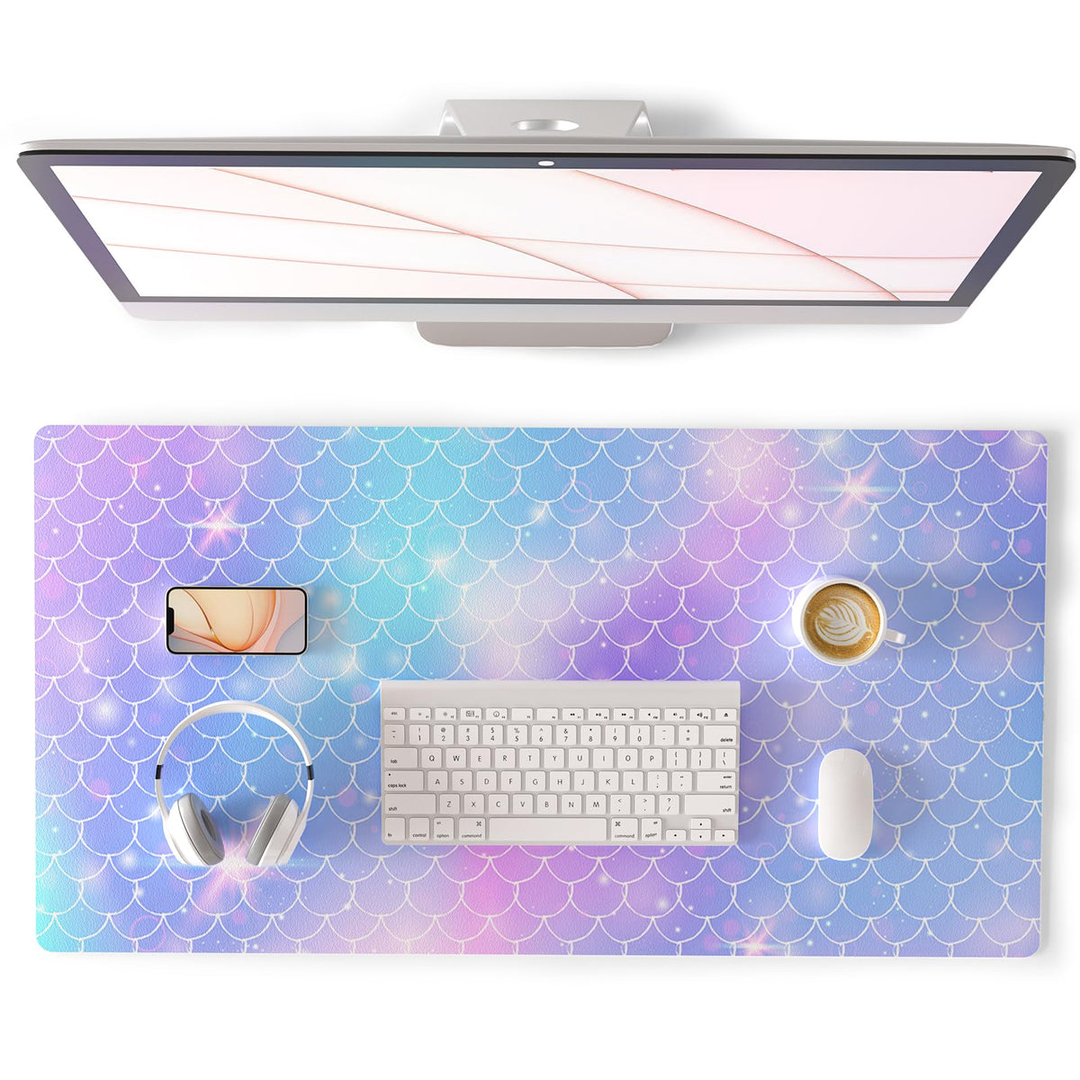 QiyI PU Leather Large Mouse Pad, Office Decor, 31.5" x 15.7", Rose Gold