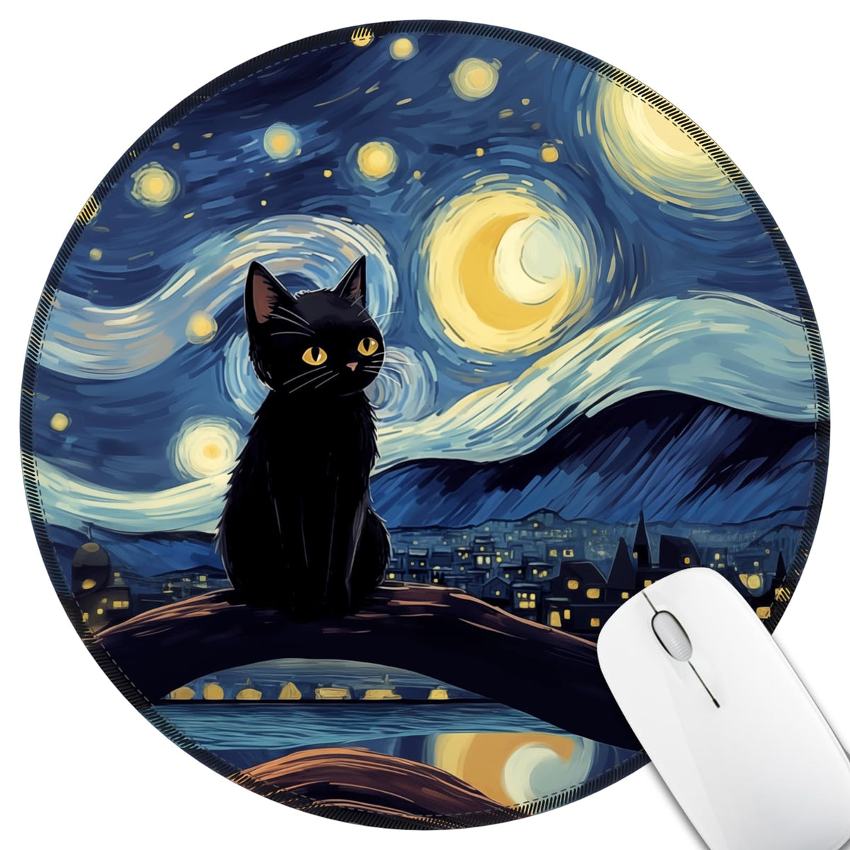 Hancynir Funny Mouse Pad for Desk, Cute Dumpster on Fire Round Mousepad