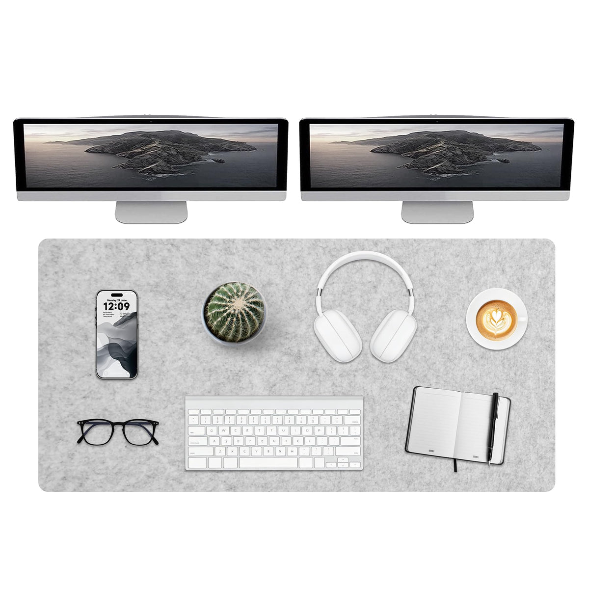 DAWNTREES Felt Desk Mat, Computer Mat for Desk, Dark Gray (36x12Inches)