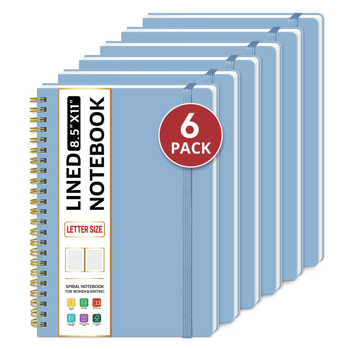 Taja Large Spiral Lined Notebook for Work, Journal for Women & Men
